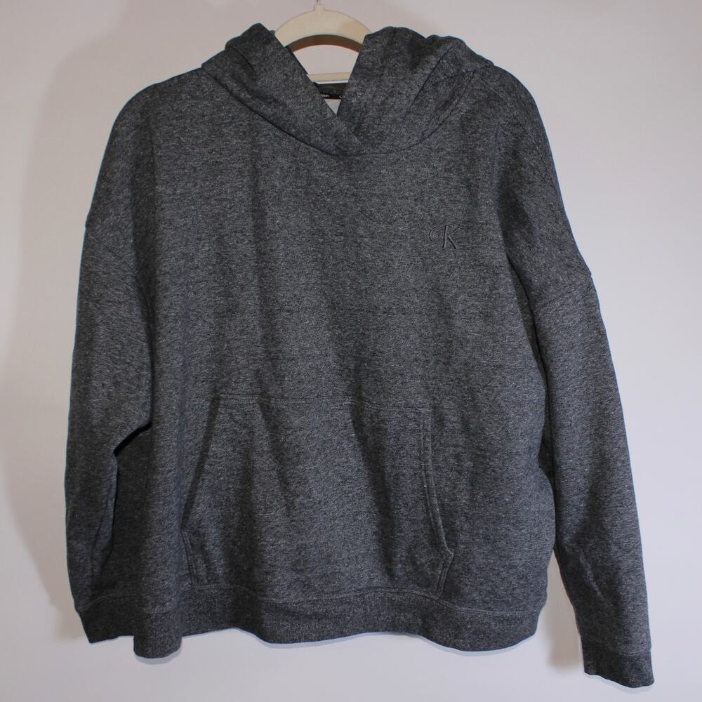 Calvin Klein Dark Gray Heathered Hoodie With Embroidered Logo Size XL